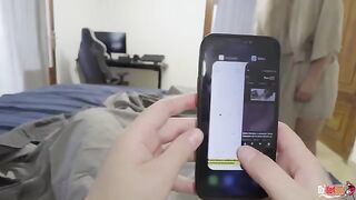 Stepmom fucks her stepson by distracting him from his task