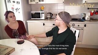A girl appreciated the surprise in the kitchen on Valentine's Day