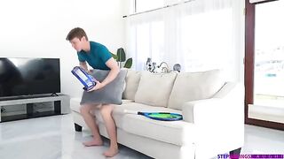 Tenderly sex with a beautiful brunette on the couch