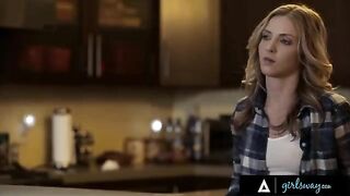 An investigator takes a break from the case to engage in intimate acts with her girlfriend