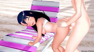 Nagatoro Hentai Beach Blowjob with a Big Japanese Booty to fuck