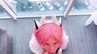 The pretty baby is waiting for the guy to cum