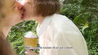 Don't lick the ice cream, suck my dick instead! A refreshing outdoor treat