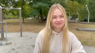 After a walk, the girl warms up with a hot boy in a steamy Russian scene