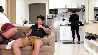 The girl quietly came to him, he did not notice her, and they had sex