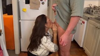 A man made a mess on the black pantyhose of his sexy wife