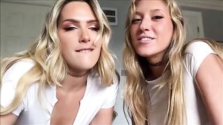 A hot threesome with two girls sharing a big cock