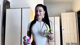 A girl showed her sexy body to her stepbrother in stockings