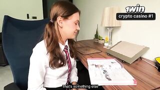 A schoolgirl is being punished for not doing her homework