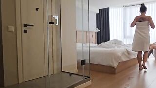 A woman in black milf cosplay performs an intense anal sex ritual