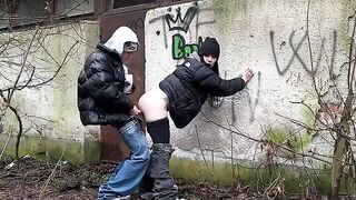 A passionate girl was caught and fucked outdoors by a stranger