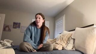 The girl is very excited and she started to masturbate early