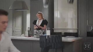 The girl was fucked by her boss at home, in the role play scenario