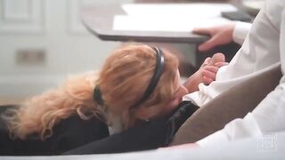 The girl was fucked by her boss at home, in the role play scenario