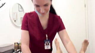 Waxing and blowjob with a hot nurse in latex gloves