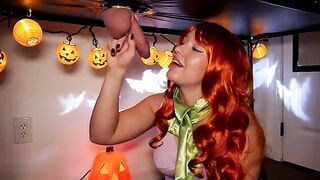I set the rhythm with my lips, you just moan - a thrilling Halloween treat!