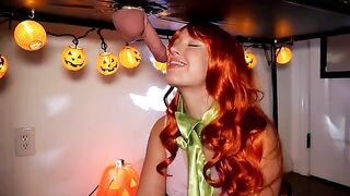 I set the rhythm with my lips, you just moan - a thrilling Halloween treat!