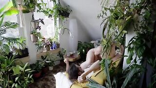 A loving couple have sensual sex right on the couch