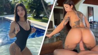 I hold my breath and get fucked in the pool