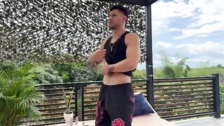 A girl is having fun with her handsome and muscular masseur