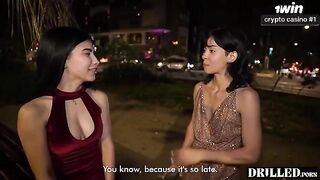 An extreme anal threesome with a cute and petite 18-year-old beauty