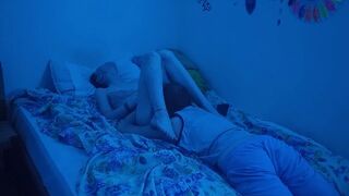 I lick away the excitement, drop by drop. Hot amateur couple in bedroom action