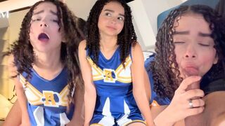 A cute petite girl has her first experience, exploring new sensations
