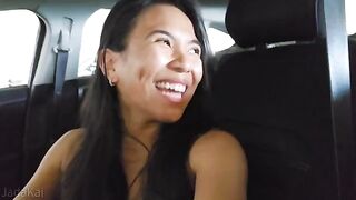 She jumps so hard her chest does the jive in this steamy vlog