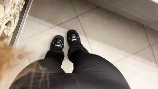 A girl was jerking off in the public toilet, completely alone