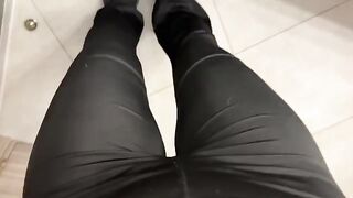 A girl was jerking off in the public toilet, completely alone