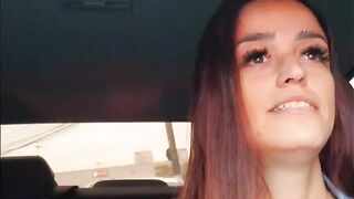 The girl is having fun with the guy in his car, it’s very hot