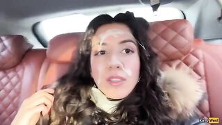 Fireworks of cum on the face of a hot babe