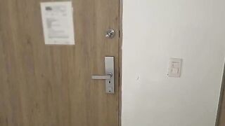 A Colombian girl has an unexpected guest and offers him her mouth and ass
