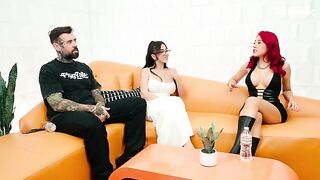 Redhead babe gets her pussy railed after an interview on Plug Talk