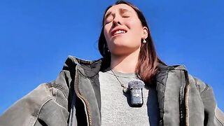 A girl achieved a state of zen through masturbation on the beach