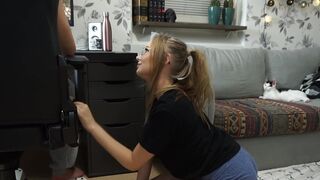 The little girl wants attention from the man in this video