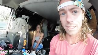 A hot chick has sex in public, hidden by a blanket