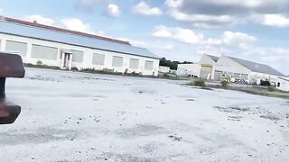 A girl is having fun in a strange place with a guy who has a big dick
