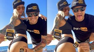 Owiaks couple Owiazki celebrating 25k subscribers on PornHub