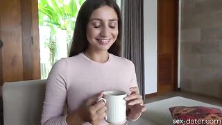 Invited for tea, hot brunette from SEX-DATER in 4K