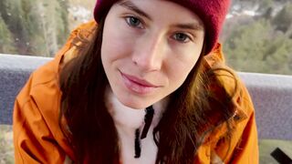 A blowjob with a stranger in the mountain cableway for sex