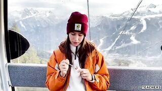 A blowjob with a stranger in the mountain cableway for sex