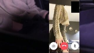 The husband watches as his wife fucks a stranger on a video call