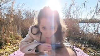 Petite girl Mini Julia got banged outdoors by stranger