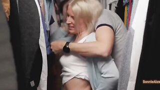 Spontaneous sex in the dressing room with a real couple who are not shy