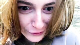 A pathetic whore was filmed in an outdoor scene