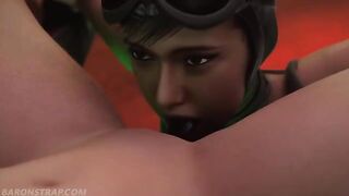 Lesbian BDSM with Powergirl and Catwoman, featuring intense bondage and tickling