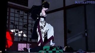 Tanjiro Kamado fucked Daki in a Japanese room