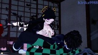 Tanjiro Kamado fucked Daki in a Japanese room