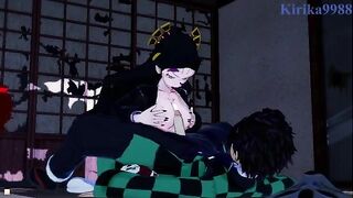Tanjiro Kamado fucked Daki in a Japanese room